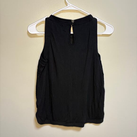 Anthropologie Bordeaux Black Cable Pattern Crewneck Sleeveless Blouse Small - Picture 3 of 9